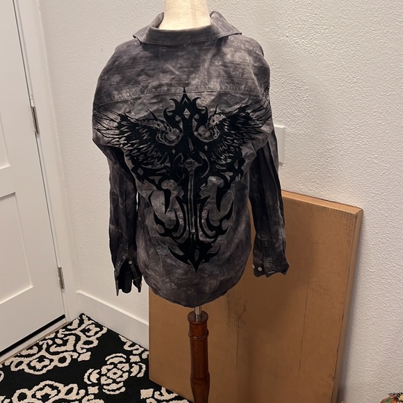 Vintage Acid Washed Design Mens Shirt (Medium) - Picture 3 of 4